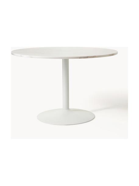 Ovale marmeren eettafel Miley, 120 x 90 cm, Tafelblad: marmer, Frame: gepoedercoat metaal, Wit, gemarmerd, B 120 x D 90 cm