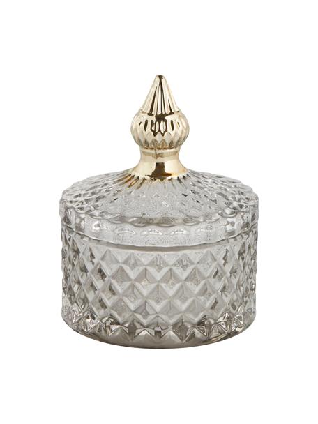 Kleine opbergpot Miya, Glas, Grijs, goudkleurig, Ø 9 x H 11 cm