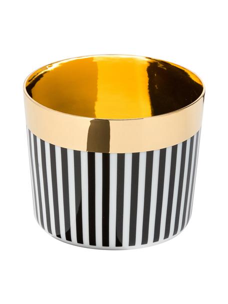 Coupe à champagne porcelaine plaquée or Sip of Gold, Noir, blanc, couleur dorée, Ø 9 x haut. 7 cm, 300 ml
