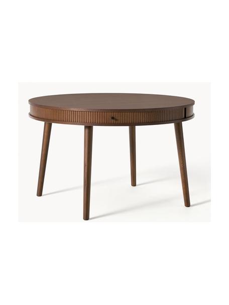 Okrúhly stôl s úložným priestorom Calary, Ø 120 cm, Drevo, tmavohnedá lakovaná, Ø 120 cm