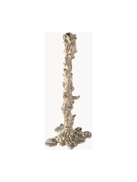 Bougeoir en métal Drip, Métal, enduit, Argenté, larg. 22 x haut. 50 cm