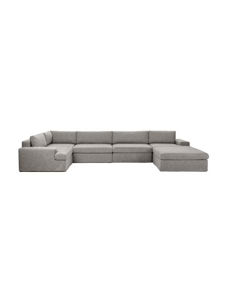 Sofá rinconera modular Russell, Funda: 100% algodón Alta resiste, Tapizado: relleno de espuma, Estructura: madera contrachapada de p, Patas: plástico, Tejido gris, An 412 x Al 77 cm