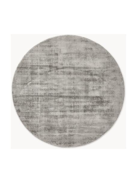 Alfombra redonda artesanal de viscosa Jane, Parte superior: 100% viscosa, Reverso: 100% algodón, Gris, Ø 150 cm (Tamaño M)