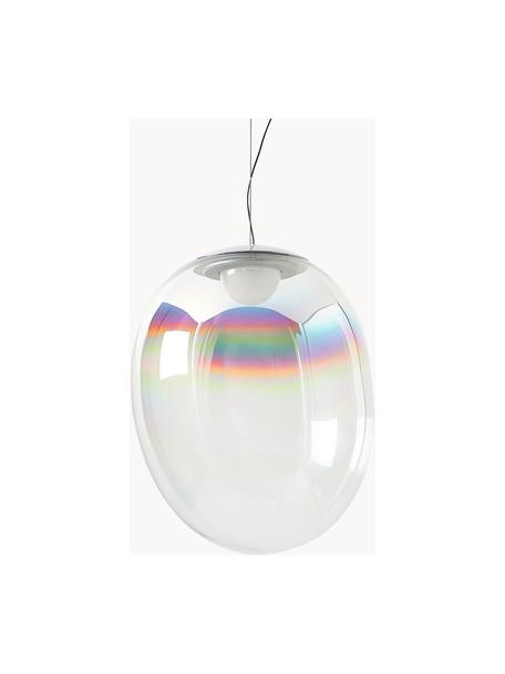 Kleine mundgeblasene LED-Pendelleuchte Stellar Nebula, dimmbar, Ø 30 cm, Lampenschirm: Kristallglas, mundgeblase, Baldachin: Stahl, beschichtet, Transparent, irisierend, Ø 30 x H 37 cm