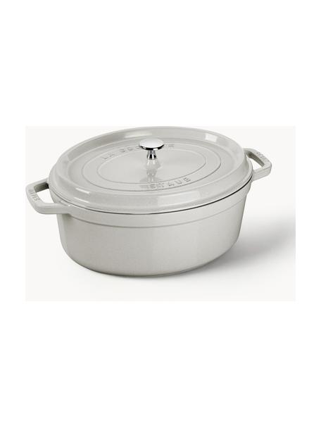 Casseruola ovale in ghisa La Cocotte, Ghisa smaltata, Grigio chiaro lucido, Larg. 38 x Alt. 17 cm, 5,5 l