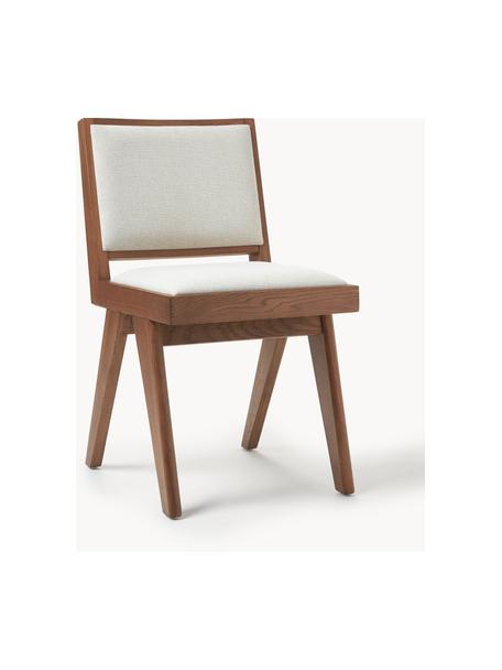 Chaise rembourrée en bois Sissi, Tissu blanc crème, bois de chêne foncé, larg. 46 x prof. 56 cm