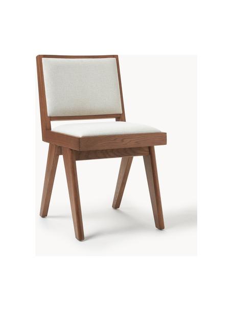 Houten stoel Sissi met vulling, Bekleding: 100% polyester Met 10.000, Frame: massief eikenhout, Geweven stof crèmewit, donker eikenhout, B 46 x D 56 cm