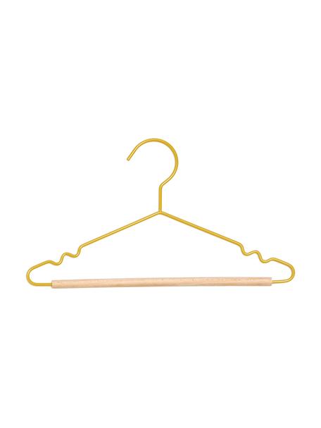 Kleiderbügel Kids Top, 10 Stück, Holz, Stahl, pulverbeschichtet, Senfgelb, B 31 x H 18 cm