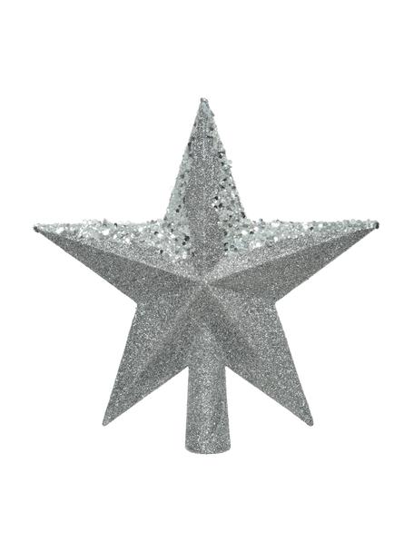 Ozdoba na czubek choinki Stern, Tworzywo sztuczne, brokat, Odcienie srebrnego, Ø 19 cm