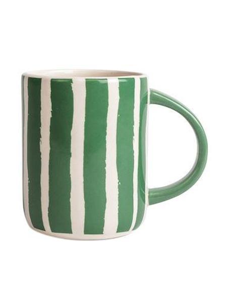 Tazas Liz, 2 uds., Gres, Blanco y verde lacado, Ø 8 x Al 10 cm, 280 ml