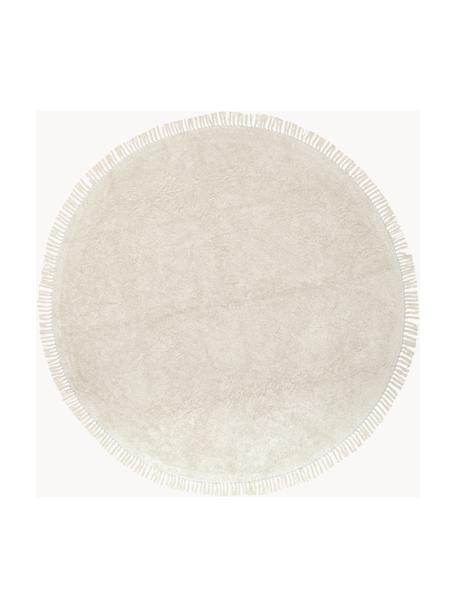 Okrągły ręcznie tuftowany dywan z bawełny z frędzlami Daya, Beżowy, biały, Ø 200 cm