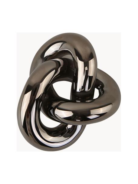 Handbemaltes Deko-Objekt Knot, Keramik, verchromt, Taupe, glänzend, B 12 x H 6 cm