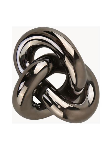 Dekorace Knot, V 6 cm, Keramika, chromovaná, Lesklá tmavá stříbrná, Š 12 cm, V 6 cm