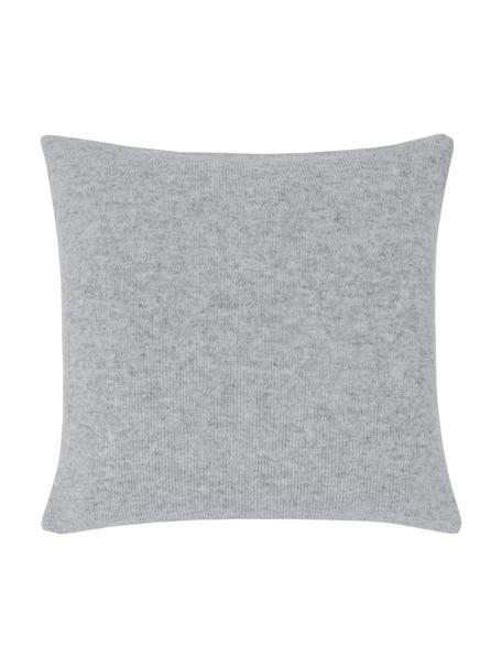 Fijn gebreide kasjmier kussenhoes Viviana, 70% kasjmier, 30% merinowol, Lichtgrijs, B 40 x L 40 cm
