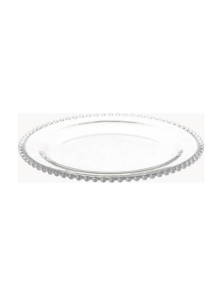 Platos llanos de vidrio Perles, 3 uds., Vidrio, Transparente, Ø 27 cm