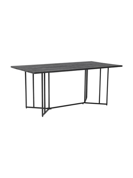 Stół do jadalni z drewna mangowego Luca, Blat: lite drewno mangowe, Stelaż: metal malowany proszkowo, Czarny, S 180 x W 75 cm