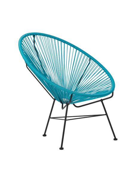 Fauteuil acapulco en plastique tressé Bahia, Turquoise, larg. 81 x prof. 73 cm