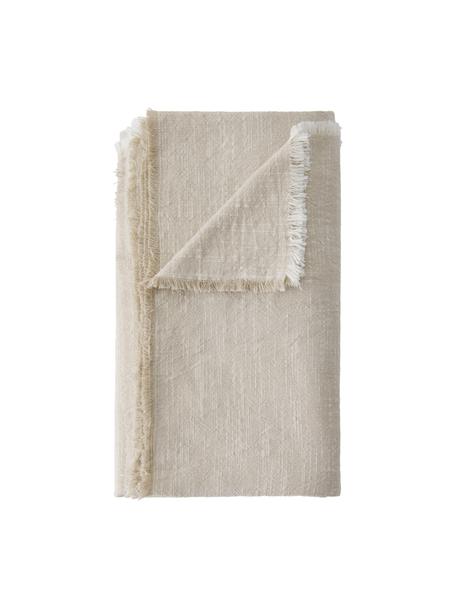 Nappe coton avec franges Ivory, 100 % coton, Beige, Pour 6 à 10 pers. (larg. 145 x long. 250 cm)