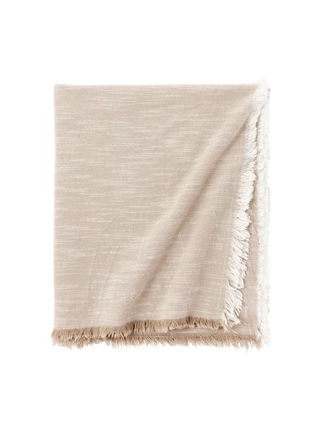Mantel con flecos Ivory, 100% algodón, Beige claro, De 6 a 8 comensales (L 250 x An 145 cm)