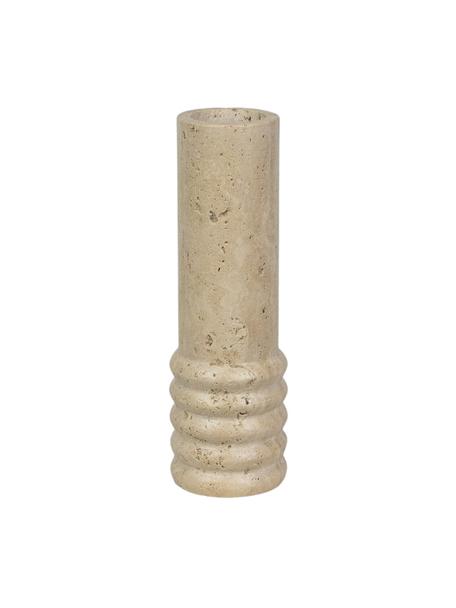 Wazon dekoracyjny z trawertynu Cleighton, Trawertyn, Beżowy trawertyn, Ø 6 x W 20 cm