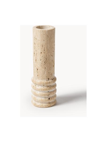 Wazon dekoracyjny z trawertynu Cleighton, Trawertyn, Beżowy trawertyn, Ø 6 x W 20 cm