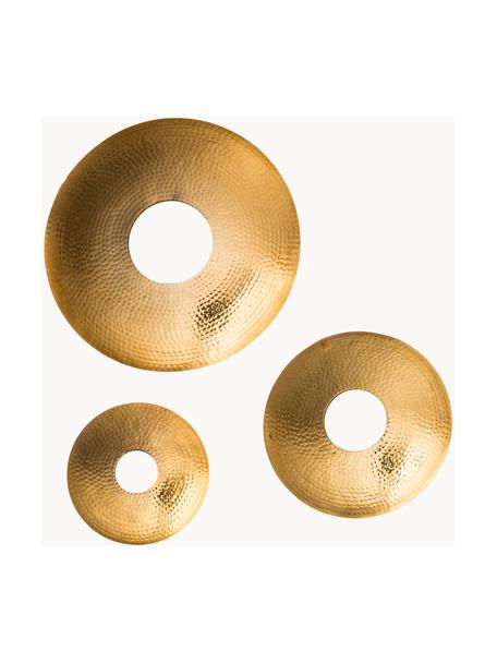 Komplet okrągłych luster ściennych z aluminiową ramą Eyes, 3 elem., Odcienie złotego, Komplet z różnymi rozmiarami
