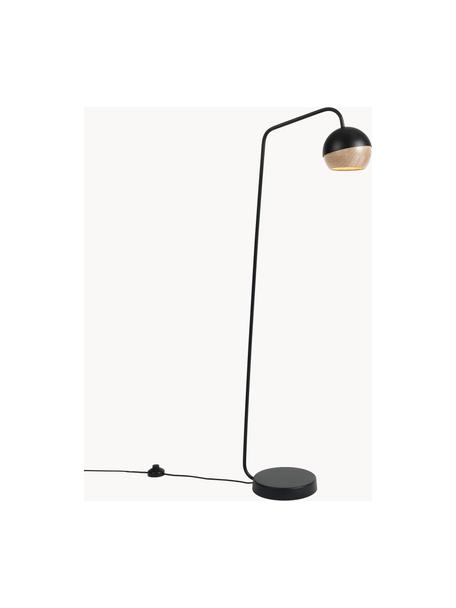 Kleine Stehlampe Ray, Lampenschirm: Eichenholz, FSC-zertifizi, Schwarz, H 127 cm