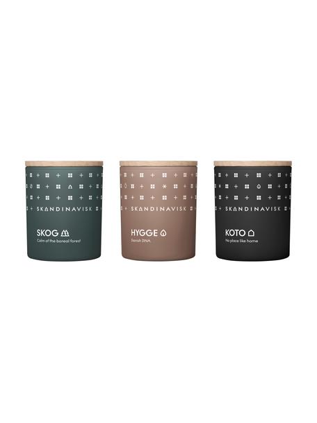 Velas perfumadas Hibernation, 3 uds., Recipiente: vidrio, Caja: cartón, Fragancias diferentes, Ø 5 x Al 7 cm
