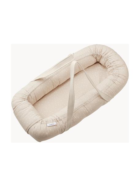 Tragbares Babynest Gro aus Baumwolle, Bezug: 100 % Baumwolle, Matratze: 100 % Polyurethan, Beige, Creme, gepunktet, B 45 x L 84 cm