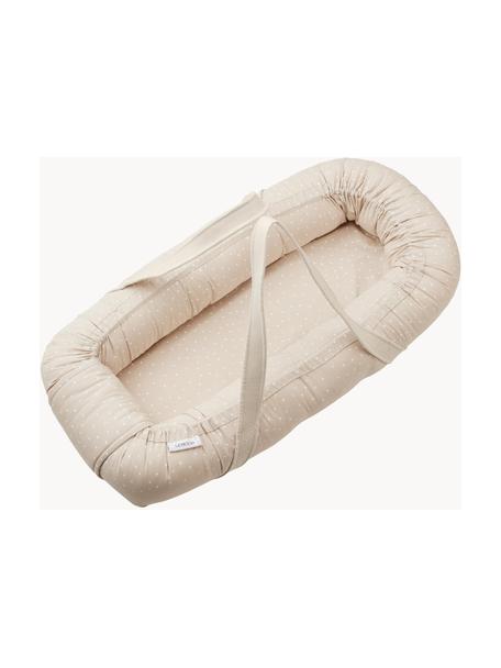 Draagbaar babynestje Gro van katoen, Matras: 100% polyurethaan, Lichtbeige, wit met stippels, B 45 x L 84 cm