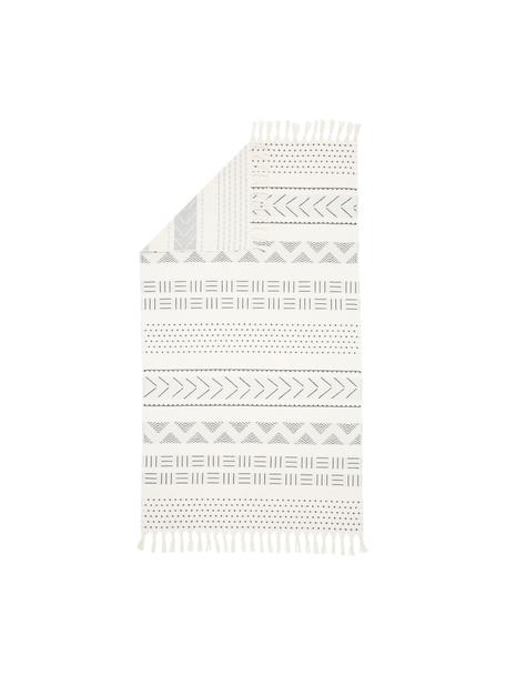 Ręcznik plażowy w stylu boho Akira, Biały, czarny, S 100 x D 180 cm
