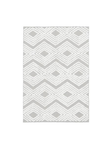 Ručně tkaný bavlněný koberec s vystouplým vzorem Ziggy, 100 % bavlna, Šedá, krémově bílá, Š 160 cm, D 230 cm (velikost M)