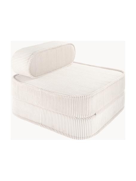 Fauteuil pliant en velours côtelé pour enfant Sugar, Velours côtelé blanc, larg. 70 x haut. 40 cm