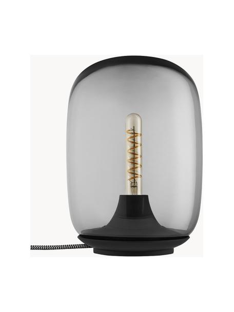 Mundgeblasene LED-Tischlampe Acorn, dimmbar, Lampenschirm: Glas, mundgeblasen, Grau transparent, Schwarz, Ø 16 x H 22 cm