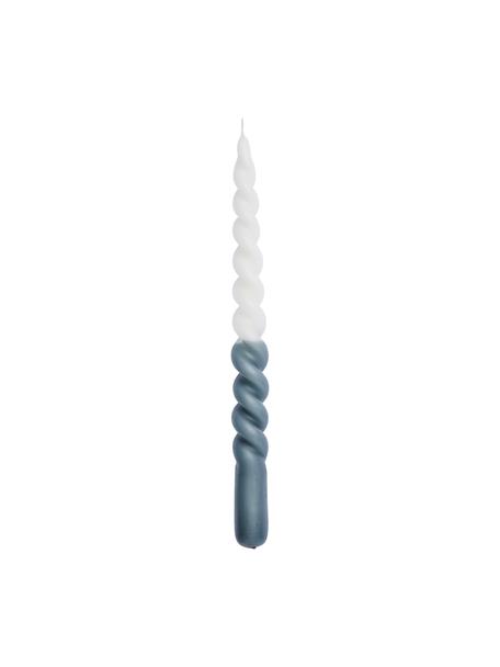 Stolní svíčky Twister, 2 ks, Parafínový vosk, Bílá, tmavě modrá, Ø 2 cm, V 25 cm