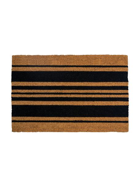 Felpudo Bold Stripes, Fibras de coco, Negro, beige, An 45 x L 75 cm