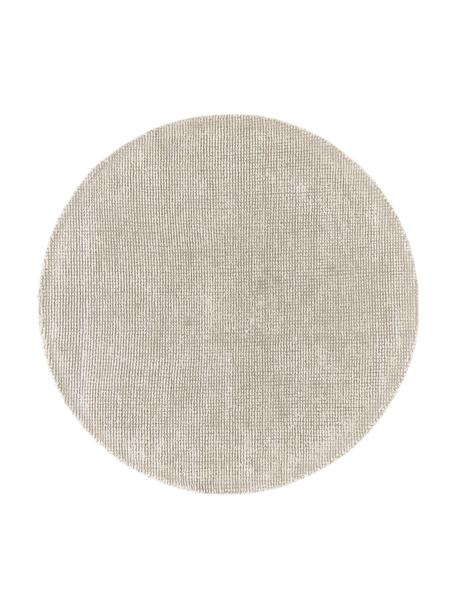 Handgeweven rond laagpolig vloerkleed Mansa, 56% wol, RWS-gecertificeerd, 44% viscose, Beige, crèmewit, Ø 150 cm (maat M)