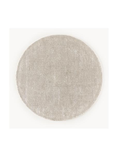 Tapis rond à poils ras tissé à la main Mansa, 56 % laine certifiée RWS, 44 % viscose, Beige, blanc crème, Ø 150 cm (taille M)