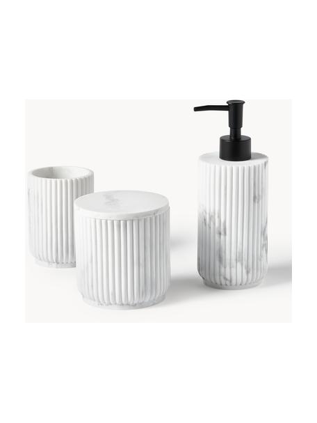 Set accessori bagno dispenser e portaspazzolini in ceramica bianca