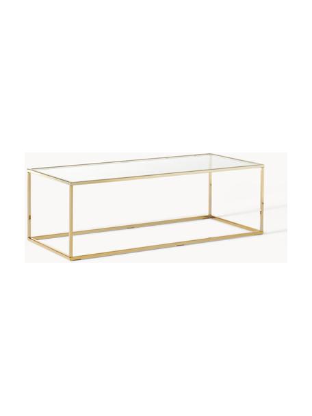 Couchtisch Maya mit Glasplatte, Tischplatte: Sicherheitsglas, Gestell: Metall, galvanisiert, Transparent, Goldfarben glänzend, B 110 x T 50 cm