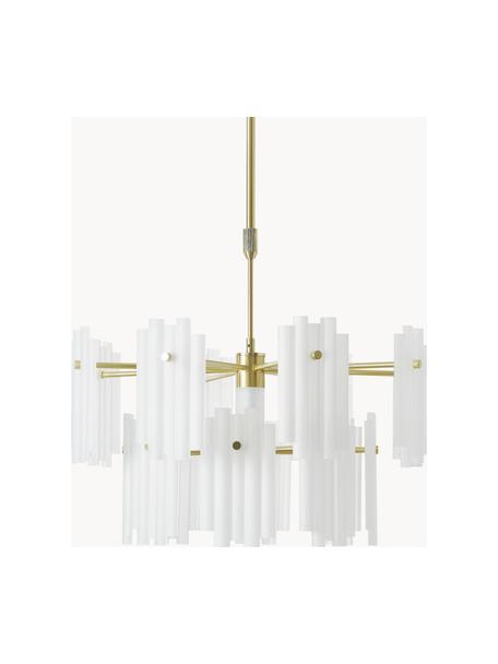 Grote LED hanglamp Alenia, Lampenkap: acrylglas, Wit, messingkleurig, Ø 61 x H 98 cm