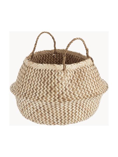 Cesta artesanal Meja, Junco marino, tejido, Beige claro, Ø 35-42 x Al 34 cm