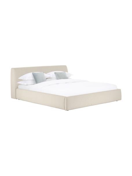 Gestoffeerd bed Cloud met opbergruimte in donkerbeige, Bekleding: fijn gestructureerde gewe, Frame: massief grenenhout, FSC-g, Geweven stof donkerbeige, 160 x 200 cm