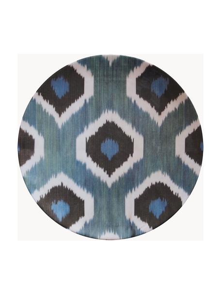 Plato postre artesanal de porcelana Ikat, Porcelana, Tonos verdes, azul, negro, blanco, Ø 21 cm