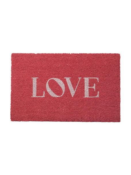 Fussmatte Love, Oberseite: Kokosfaser, Unterseite: Kunststoff (PVC), Rot, Weiss, B 40 x L 60 cm