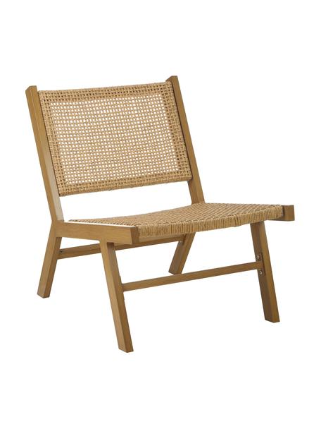 Garten-Loungesessel Palina in Holzoptik, Gestell: Metall, pulverbeschichtet, Sitzfläche: Kunststoff-Geflecht, Braun, B 57 x T 78 cm