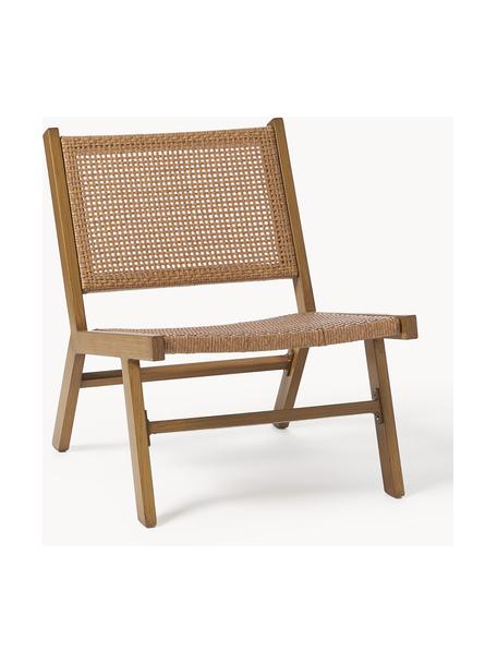 Tuin loungefauteuil Palina in houtoptiek, Frame: gepoedercoat metaal, Zitvlak: kunststoffen vlechtwerk, Bruin, B 57 x D 78 cm