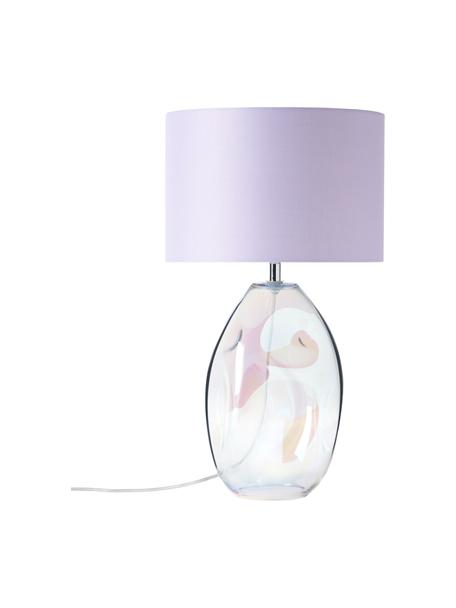 Lampada da tavolo grande iridescente con base in vetro Leia, Paralume: tessuto, Base della lampada: vetro, Lilla, Ø 30 x Alt. 53 cm