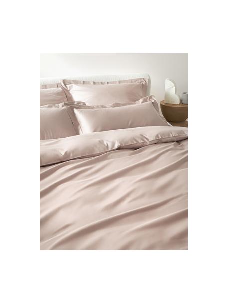 Parure copripiumino in raso di cotone rosa Premium, Tessuto: Raso Densità del filo 400, Rosa, Larg. 155 x Lung. 220 cm