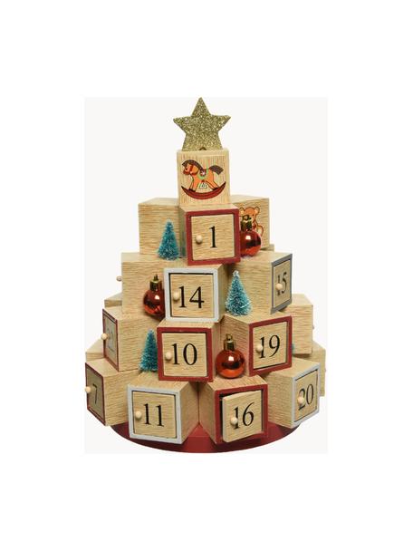 Calendario dell'Avvento in legno Mona, Pannello di fibra a media densità (MDF) rivestito, Legno chiaro, Ø 18 x Alt. 29 cm